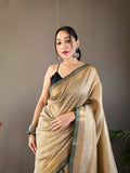 Vsaree Soft Silk Saree And Golden Zari Weaving Border And Rich pallu With Blouse