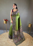 Vsaree Chanderi Silk Saree And Copper Zari Weaving Border And Rich pallu With Blouse