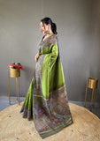 Vsaree Chanderi Silk Saree And Copper Zari Weaving Border And Rich pallu With Blouse