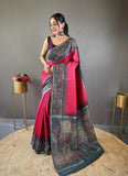 Vsaree Chanderi Silk Saree And Copper Zari Weaving Border And Rich pallu With Blouse