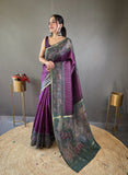 Vsaree Chanderi Silk Saree And Copper Zari Weaving Border And Rich pallu With Blouse