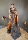 Vsaree Chanderi Silk Saree And Copper Zari Weaving Border And Rich pallu With Blouse