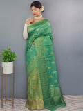 Vsaree Chanderi Silk Saree And Copper Zari Weaving Border And Rich pallu With Blouse