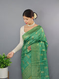 Vsaree Chanderi Silk Saree And Copper Zari Weaving Border And Rich pallu With Blouse