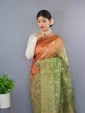 Vsaree Chanderi Silk Saree And Copper Zari Weaving Border And Rich pallu With Blouse