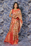 Vsaree Chanderi Silk Saree And Copper Zari Weaving Border And Rich pallu With Blouse