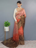 Vsaree Chanderi Silk Saree And Copper Zari Weaving Border And Rich pallu With Blouse