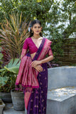 Vsaree Wine Raw Silk Saree With All Over Weaving Butties And Zari Weaving pallu And Blouse