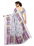 Vsaree Grey Linen Saree And Bandhani Prints And printed Border And Fancy Pallu With Blouse