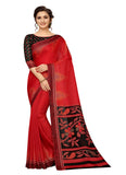 Vsaree Red Linen Saree And Bandhani Prints And printed Border And Fancy Pallu With Blouse