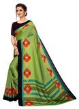 Vsaree Parrot Green Linen Saree And Bandhani Prints And printed Border And Fancy Pallu With Blouse