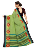 Vsaree Parrot Green Linen Saree And Bandhani Prints And printed Border And Fancy Pallu With Blouse