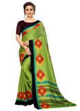 Vsaree Parrot Green Linen Saree And Bandhani Prints And printed Border And Fancy Pallu With Blouse