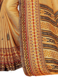 Vsaree Yellow Linen Saree And Bandhani Prints And printed Border And Fancy Pallu With Blouse