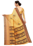 Vsaree Yellow Linen Saree And Bandhani Prints And printed Border And Fancy Pallu With Blouse