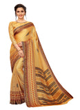 Vsaree Yellow Linen Saree And Bandhani Prints And printed Border And Fancy Pallu With Blouse