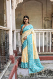 Vsaree Firozi Raw Silk Saree With All over weaving Butties And weving pallu and Blouse