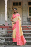 Vsaree Gajri Raw Silk Saree With All over weaving Butties And weving pallu and Blouse