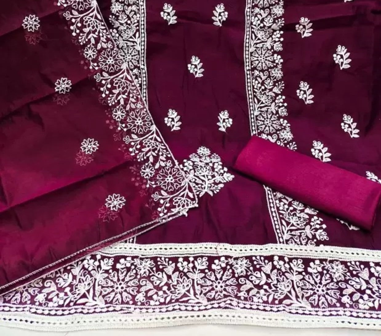 Zooara Wine Color Chanderi Function And Wedding Dress Matrials With Bottom And Dupatta