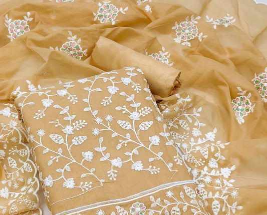 Zooara Yellow Color Chanderi Function And Wedding Dress Matrials With Bottom And Dupatta