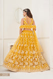 WOMEN'S MUSTARD BUTTERFLY NET WITH SEQUINS AND EMBROIDERY WORK LEHENGA CHOLI FOR WEDDING