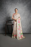 Vsaree Cream Tussar Silk Saree with Traditional Beautiful Madhubani Print On Pallu And Blouse