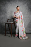 Vsaree Grey Tussar Silk Saree with Traditional Beautiful Madhubani Print On Pallu And Blouse