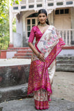 Vsaree Rani Pink Tussar Silk Saree with Traditional Beautiful Patola Print On Pallu And Blouse