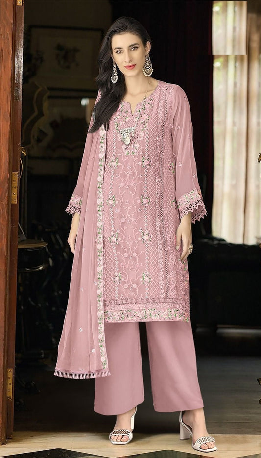 Function And Wedding Wear Pakistani Style  Emboidery Pure Georgette Semi Stitched Dress Matrials