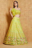 WOMEN'S YELLOW ART SILK THREAD EMBROIDERED WITH MIRROR WORK PARTY WEAR LEHENGA CHOLI