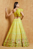 WOMEN'S YELLOW ART SILK THREAD EMBROIDERED WITH MIRROR WORK PARTY WEAR LEHENGA CHOLI