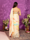 Vsaree Orange Malai Saree And Printed Pallu & Contrast Border With Malai Blouse For Women