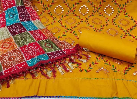 Zooara Yellow Color Chanderi Function And Wedding Dress Matrials With Bottom And Dupatta