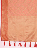 Vsaree Orange Silk Blend Saree With Flower Design Border And Blouse