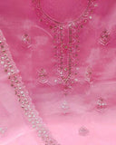 Zooara Pink Color Organza Function And Wedding Dress Matrials With Bottom And Dupatta