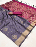 Vsaree Purple Banarasi Silk Zari Weaving Work With Banarasi Design Saree And Blouse