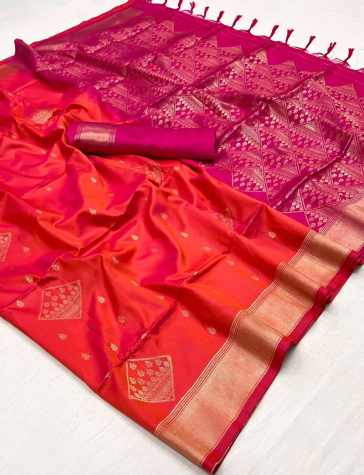 Vsaree Red Banarasi Silk Zari Weaving Work With Banarasi Design Saree And Blouse