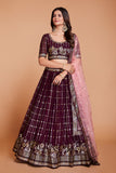 WOMEN'S PURPLE GEORGETTE WITH SEQUINS AND EMBROIDERY WORK PARTY WEAR LEHENGA CHOLI