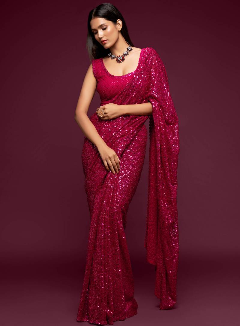 Beetroot colour deals wedding sarees