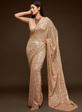 Golden Thread And Multi Sequins embroiderd Georette Designer Saree With Fancy Blouse