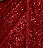 Ruby Red Thread And multi Sequins embroiderd Georette Designer Saree With Blouse