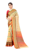 Women's Yellow Cotton Blend Jacquard Ethnic Motifs Multicolor Zari Border And Pallu Manipuri Saree With Running Blouse Piece