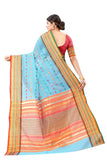 Women's Firozi Cotton Blend Jacquard Ethnic Motifs Multicolor Zari Border And Pallu Manipuri Saree With Running Blouse Piece