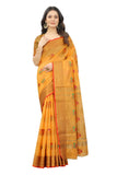 Women's Yellow color With Golden Zari Cheap pallu Chanderi Cotton silk saree with Customize blouse piece