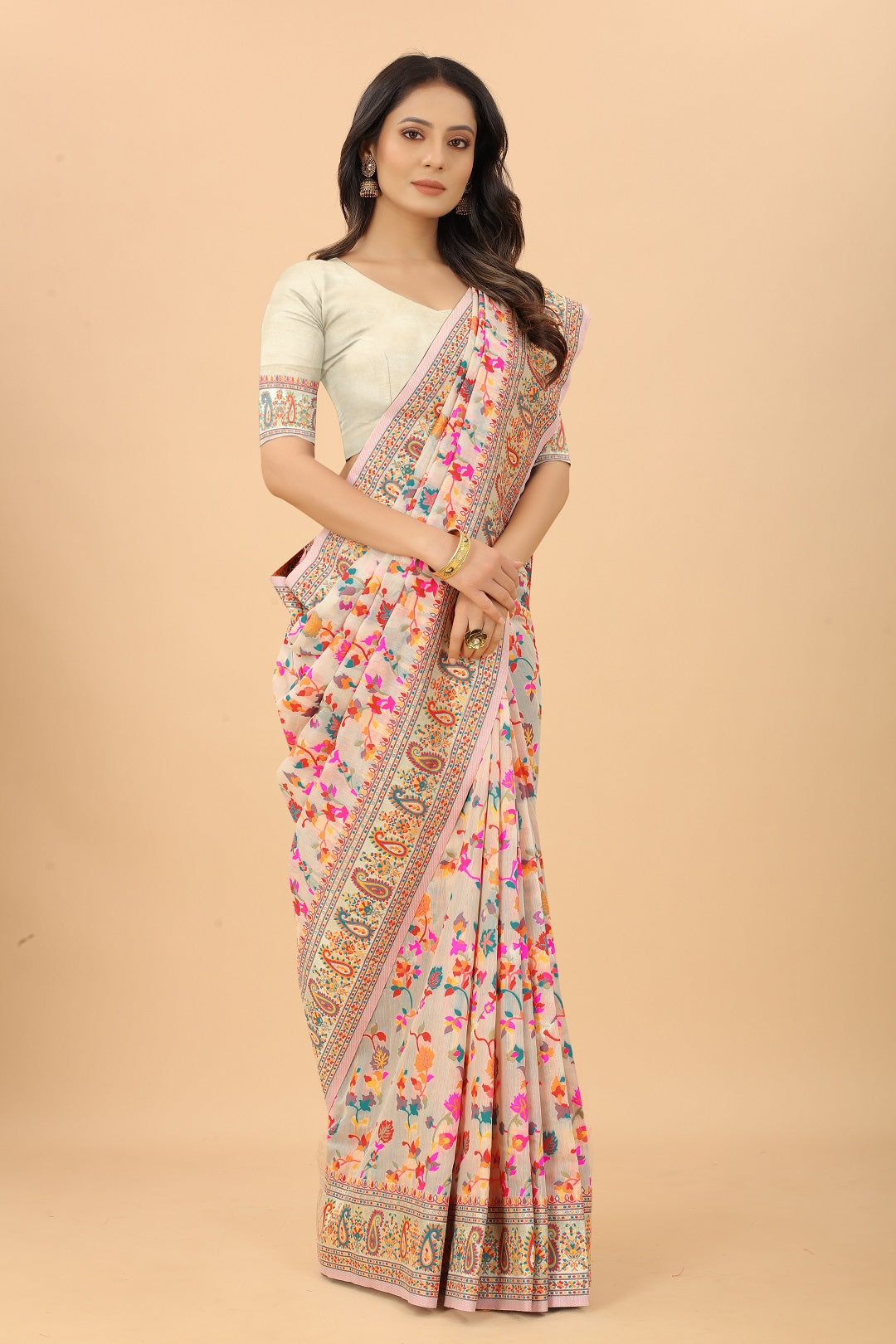 VSaree Pashmina work cotton silk saree with Blouse