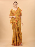 Women's Yellow color With Golden Zari Chanderi Cotton silk saree with Customize blouse piece