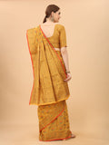 Women's Yellow color With Golden Zari Chanderi Cotton silk saree with Customize blouse piece