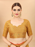 Women's Yellow color With Golden Zari Chanderi Cotton silk saree with Customize blouse piece