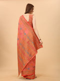 Women's Pink color With Golden Zari Chanderi Cotton silk saree with Customize blouse piece