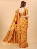 Women's Yellow color With Golden Zari Chanderi Cotton silk saree with Customize blouse piece